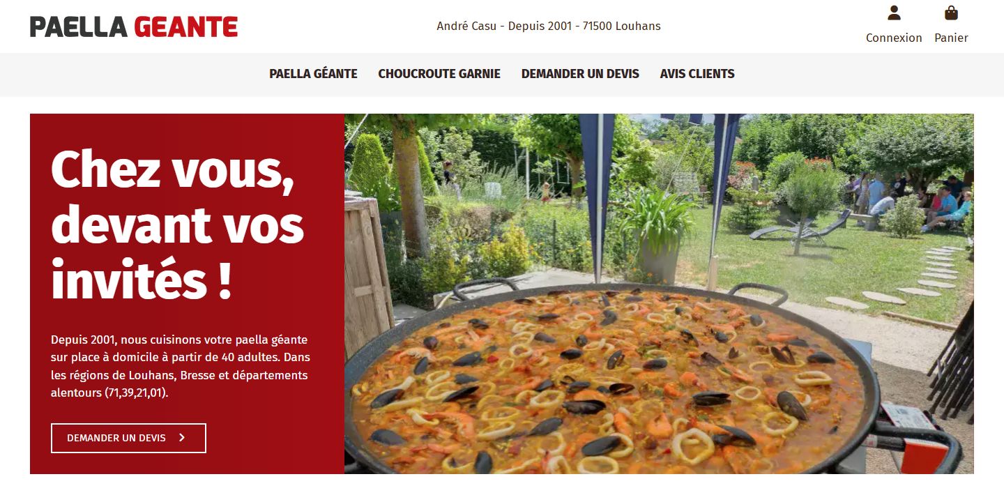 Capture du site e-commerce Paella Géante